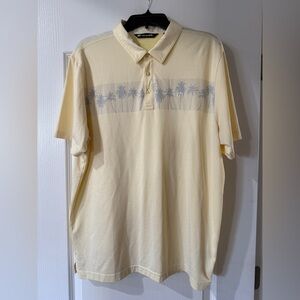 Travis Mathew Men's‎ Golf Polo Shirt Size XXL Yellow Palm Trees